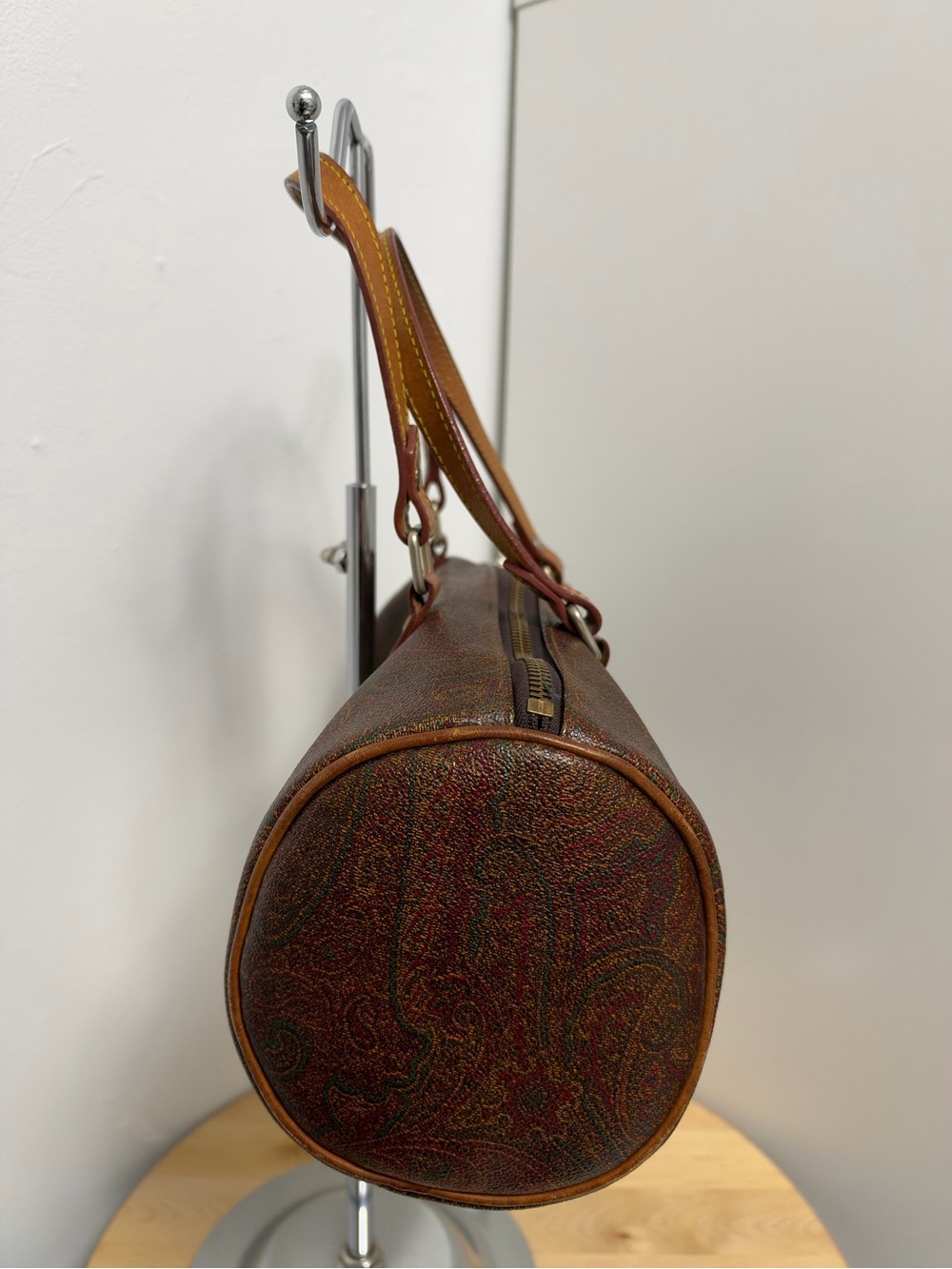 Etro Brown Paisley Barrel Bag with Tan Straps - Picture 3 of 9